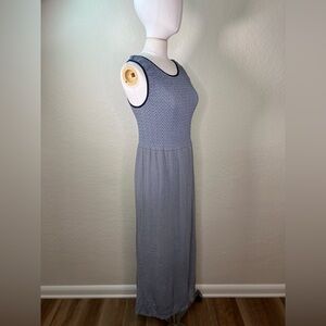 Lark & Grey Womens Sleeveless Navy Striped Smocked Cotton Blend Maxi Dress 1X/2X